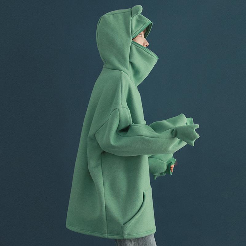 frog letter zipper pocket oversized moletom com capuz the frog kisses the princess