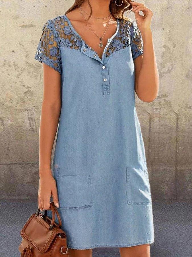 heine short sleeve chambray dress