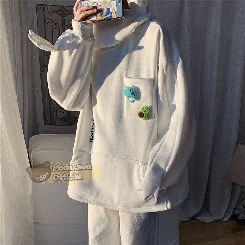 frog letter zipper pocket oversized moletom com capuz the frog kisses the princess