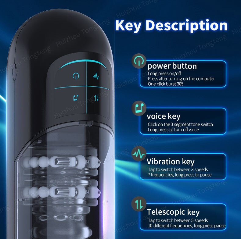 100% Waterproof Telescopic Rotating Male Masturbator for Discreet Pleasure