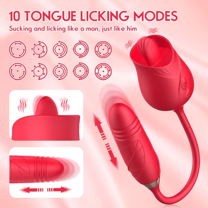 rose clit stimulator-rose vibrator with 10 tongue licking modes
